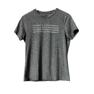 NOBULL Crossfit Training T Shirt Gray Short Sleeve Size Medium spellout back log